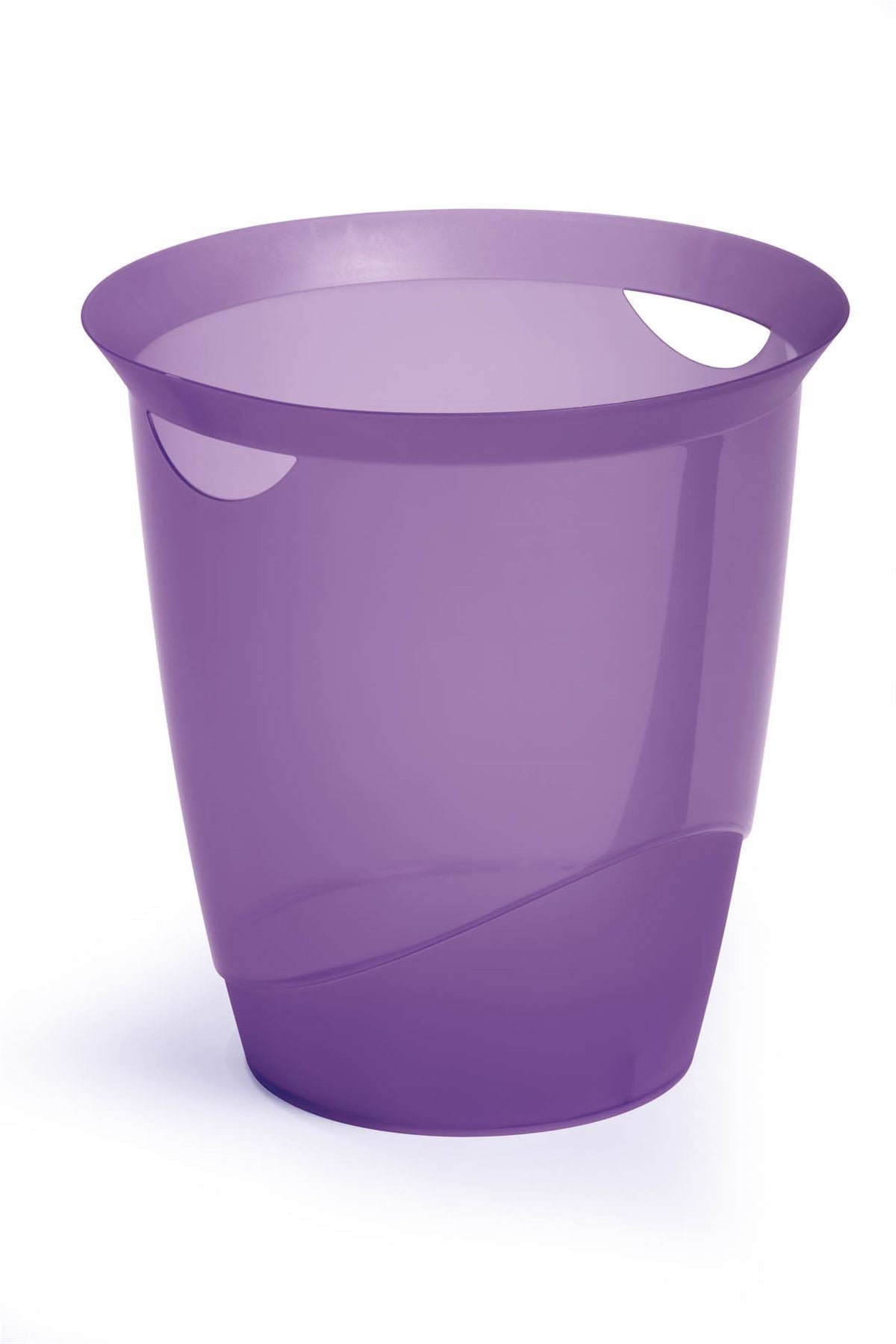 Durable Plastic Waste Bin | Pack of 6 | 16 Litre | Transparent Purple