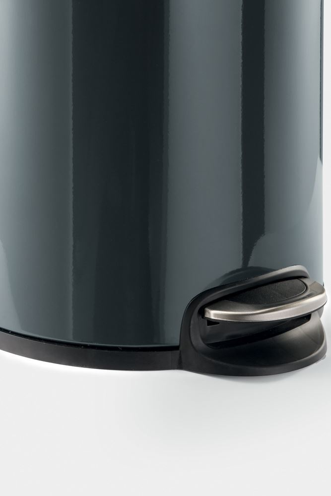 Durable Steel Pedal Bin 5L | Soft-Close Round Waste Bin | Charcoal Grey