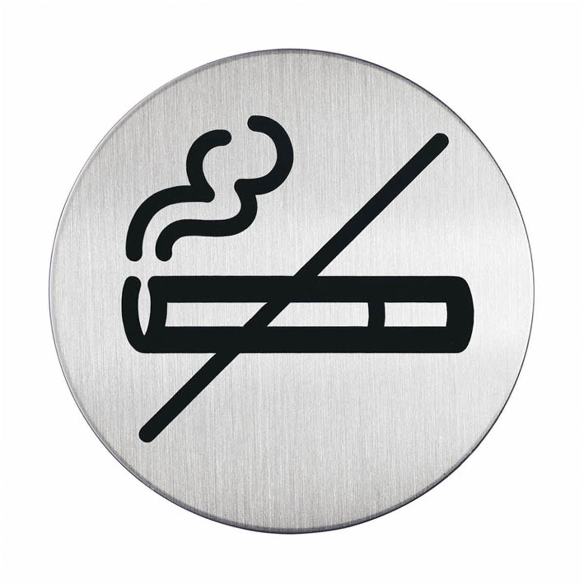 Durable Adhesive No Smoking Sign Safety Symbol | Brushed Stainless Steel | 83mm